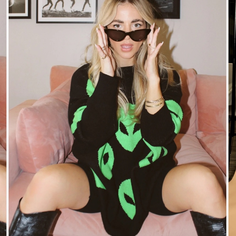 Dressed in Lala 
Black and Green Alien Sweater